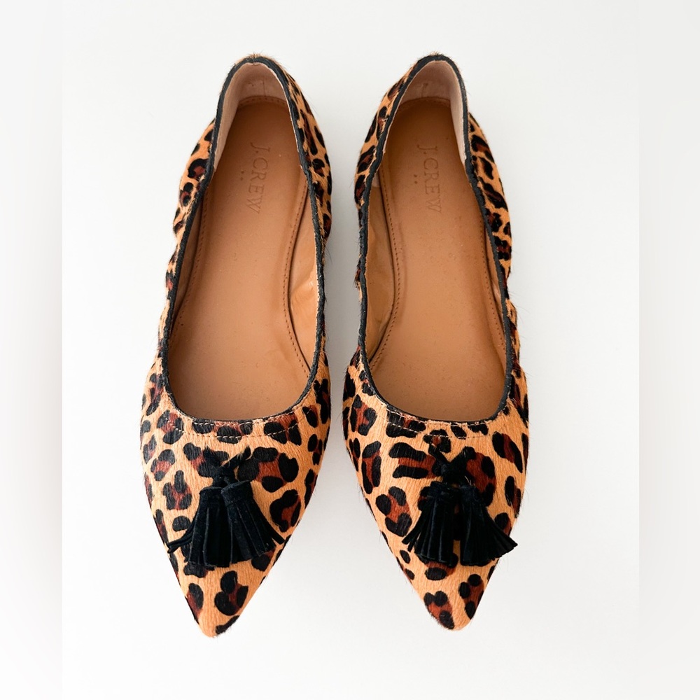 Leopard hair pointed flats Jcrew size 9 womans